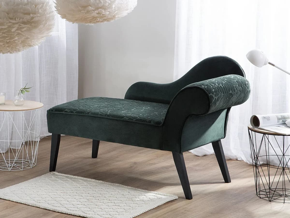 Chaise longue à direita BIARRITZ Veludo Verde escuro