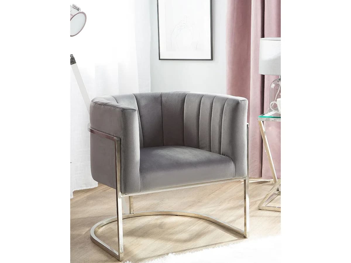 Poltrona LARVIK Veludo Cinzento