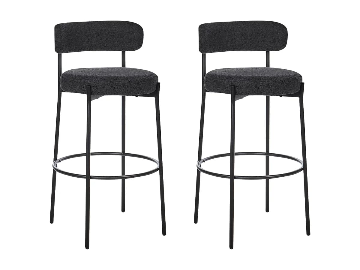 Conjunto de 2 bancos de bar ALLISON Bouclé Preto