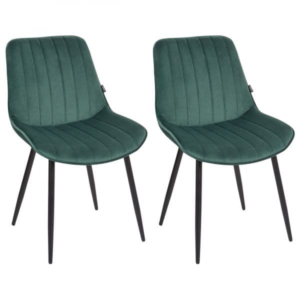 Beliani Conjunto de 2 Cadeiras em Veludo Verde Esmeralda sem Braços Pernas de Aço Design Moderno