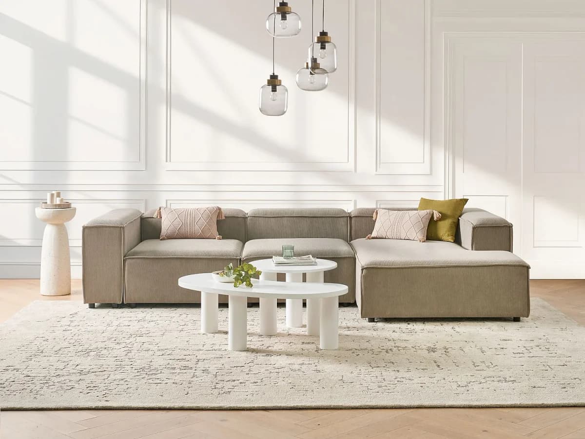 Sofá de canto modular ARDAL Bombazine Taupe 4 lugares à esquerda