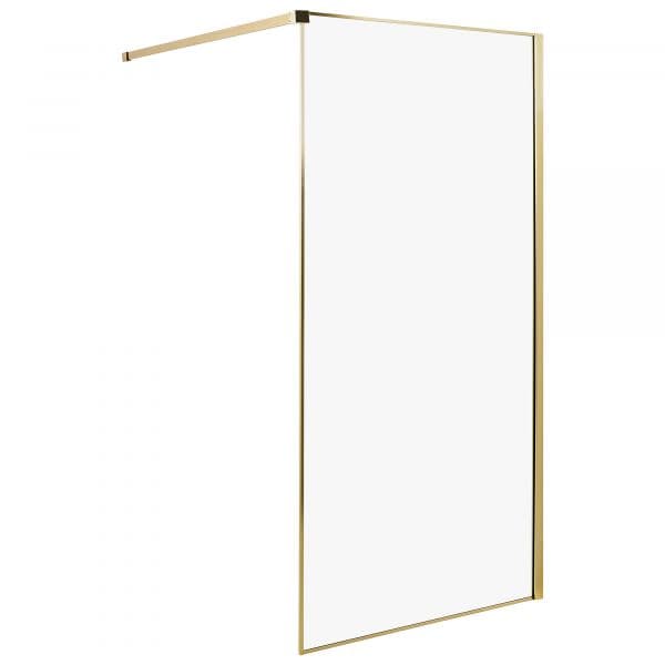 Beliani Painel de Duche em Vidro Temperado 100 x 190 cm sem Porta com Armação Dourada