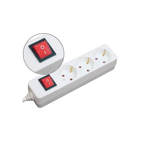 Mediarange Extensao 3 Tomadas Branca com Interruptor 1,4M - OFF075668CE