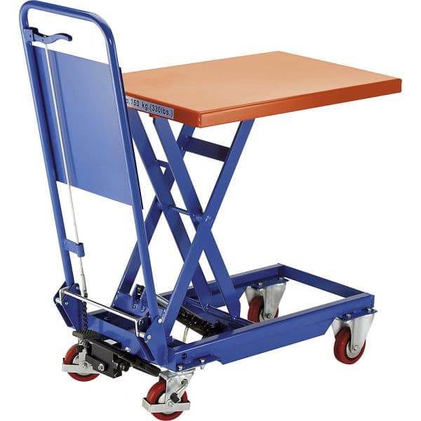 Kaiser+kraft Carro Plataforma de Elevação Standard, 150 Kg, Amplitude de Elevação 265 - 755 mm Azul de Sinalização Ral 5005 - M1006830-519980