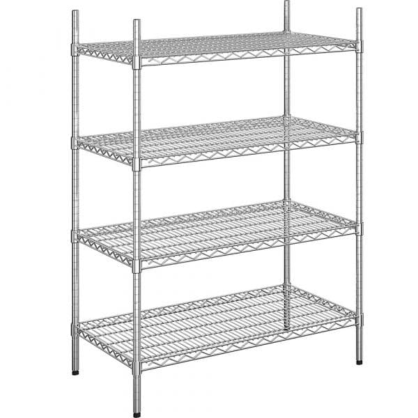 Kaiser+Kraft Estante Gradeada em Arame de Aço Cromada 910 x 610 x 1370 mm 4 Prateleiras
