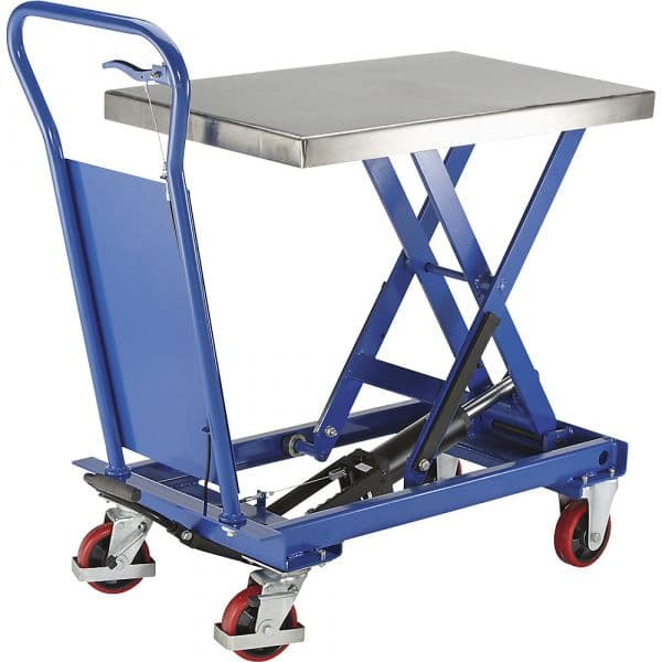 Kaiser+kraft Carro Plataforma de Elevação Standard, Plataforma em Aço Inoxidável, 250 Kg Azul de Sinalização Ral 5005 - M1192483-519989