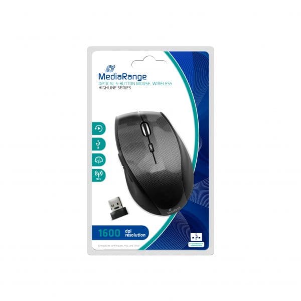 MediaRange MROS207 Sem Fios Black Carbon