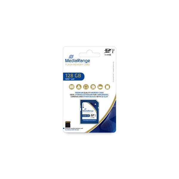 MediaRange 128GB Cartão de Memória SDXC UHS-I Classe 10 + Adaptador SD