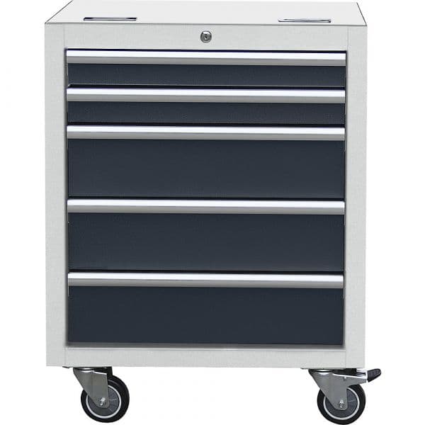Kaiser+kraft Bloco de Gavetas Móvel, Axlxp 860 X 646 X 460 mm, 5 Gavetas e 4 Rodas Orientáveis Cinzento Antracite Ral 7016