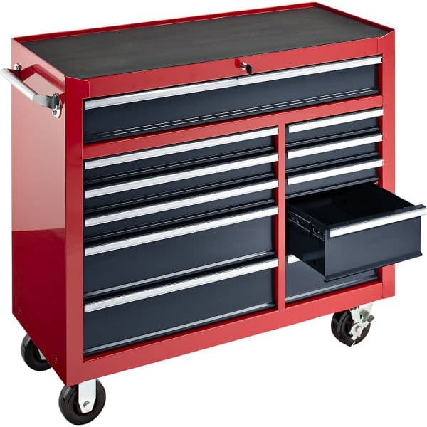 Kaiser+kraft Carro de Oficina, Axlxp 1007 X 1067 X 458 mm, 11 Gavetas, Vermelho Vermelho de Sinalização - M1027480-114586