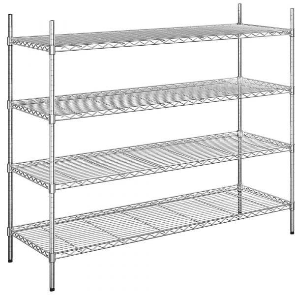 Kaiser+Kraft Estante Gradeada em Arame de Aço Cromada 1520 x 610 x 1370 mm 4 Prateleiras