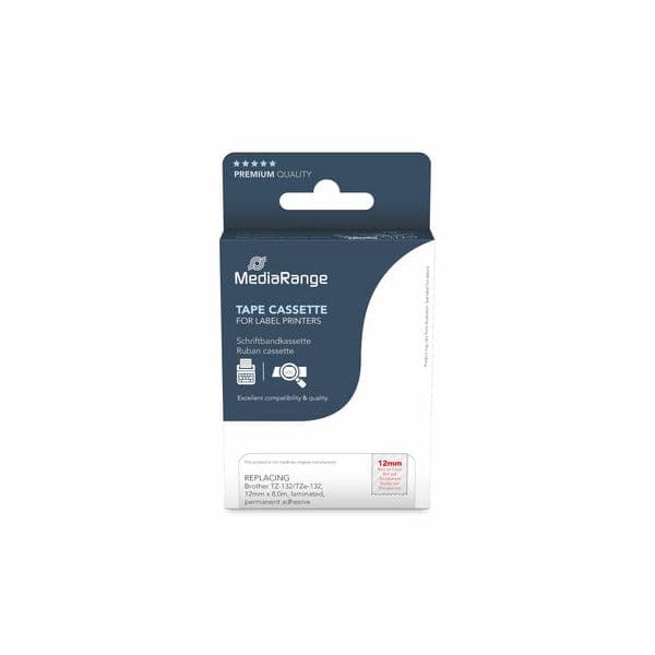 Fita Impressão MediaRange Brother TZ-132 TZe-132 12mm 8m Vermelho Compatível