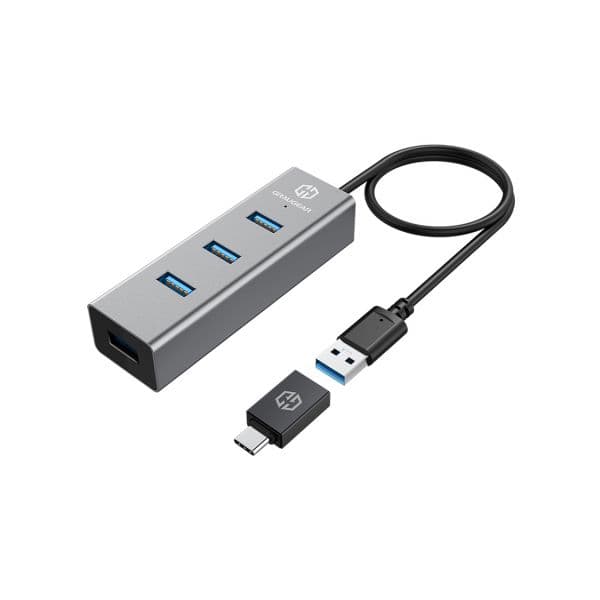 GrauGear G-HUB4-AC Hub USB 3.0 4 Portas Tipo-A com Adaptador Tipo-C