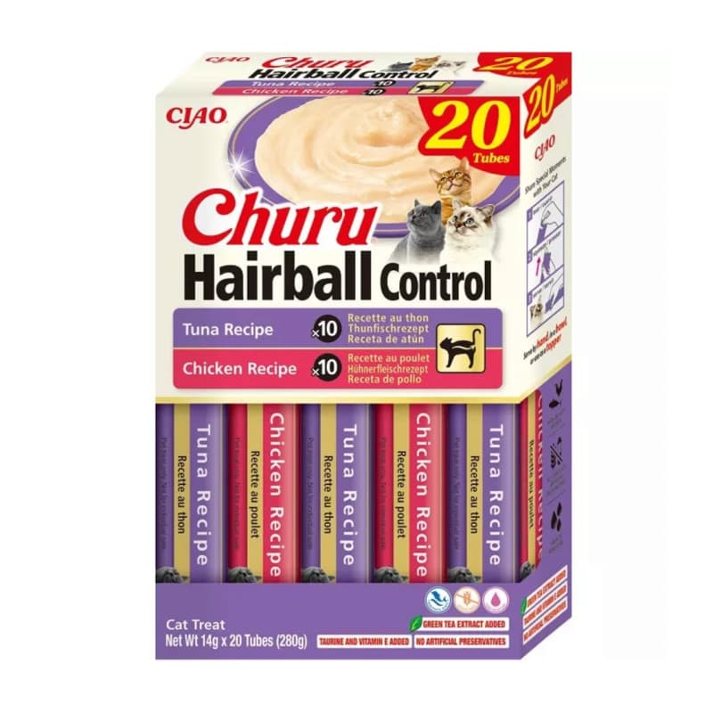 Churu Cat Hairball Control Caja Variedades Atún y Pollo