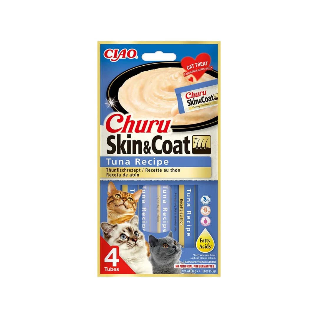 Churu Snack Líquido para Gatos Skin & Coat 4x14g Atum