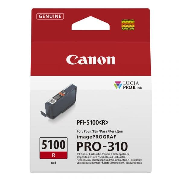 Tinteiro Canon Tanque de Tinta PFI-5100R Vermelho