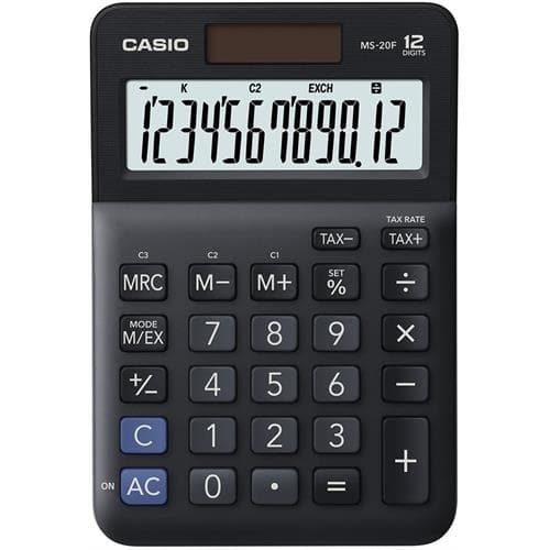 CALCULADORA CASIO SECRETARIA -MS20F ( PRETO - VISOR DE 12 DÍGIT