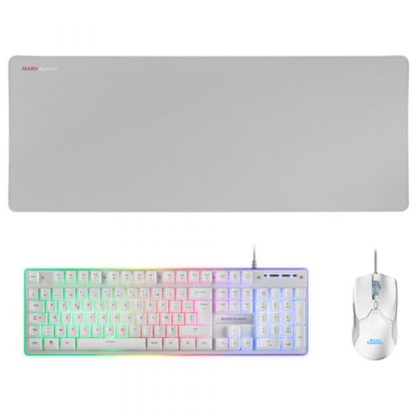 Teclado Mars Gaming MCPX XL Rato + Teclado Francês Branco
