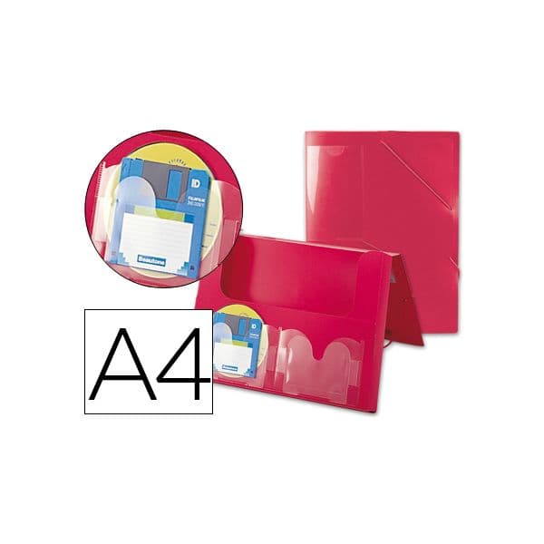 Beautone Pasta A4 c/ Elásticos Lombada Rigida 2 Bolsas Red 036900