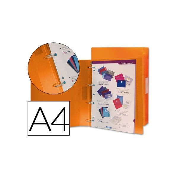LiderPapel Pasta PP A4 4 Argolas Frosty Laranja - CA59