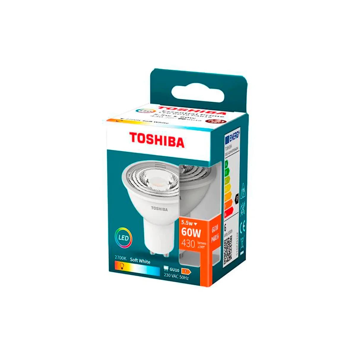 Foco led toshiba essential gu10 5.5w luz quente 2700k