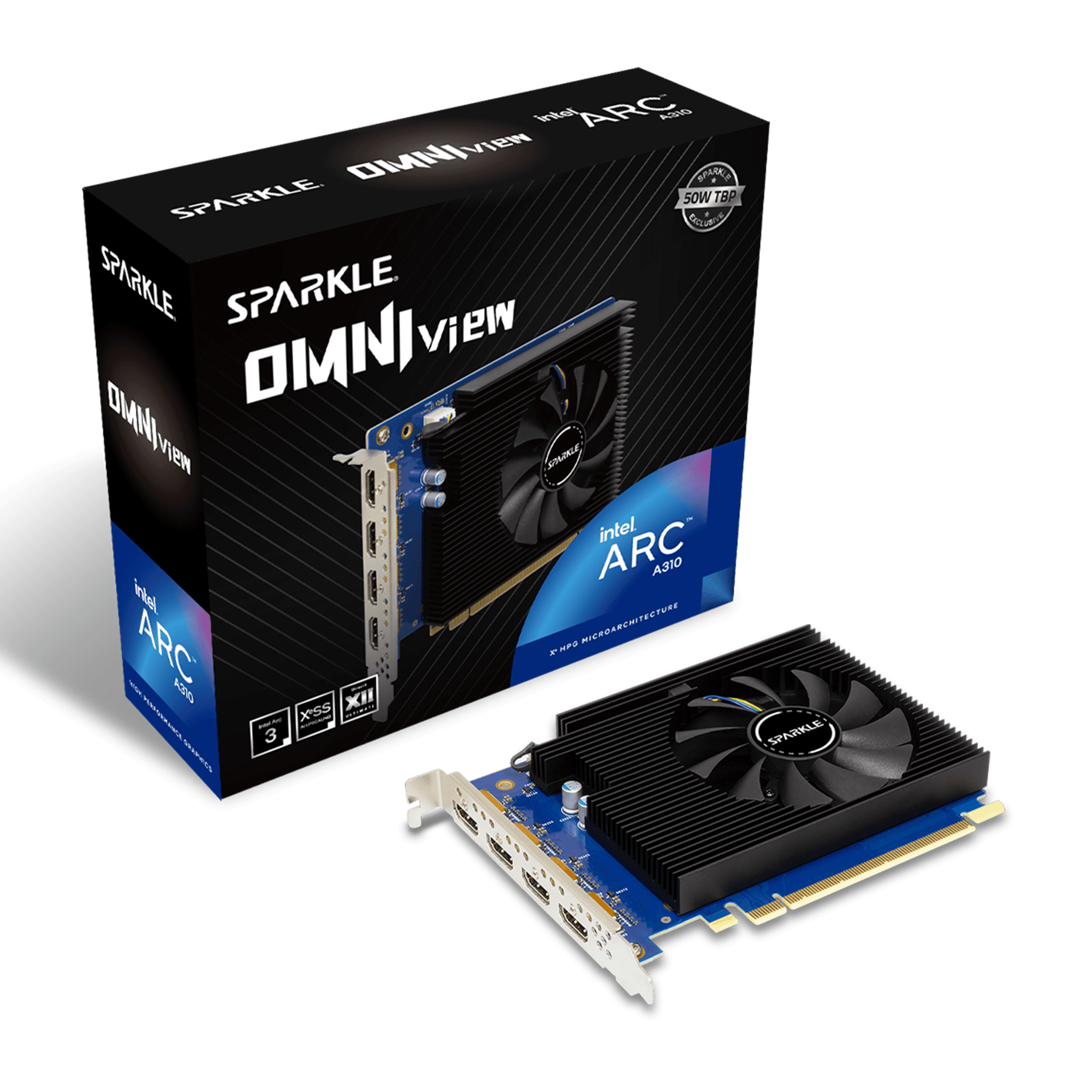 Sparkle Intel Arc A310 Omni View 4GB GDDR6 Placa Gráfica com Baixo Consumo e 4x HDMI