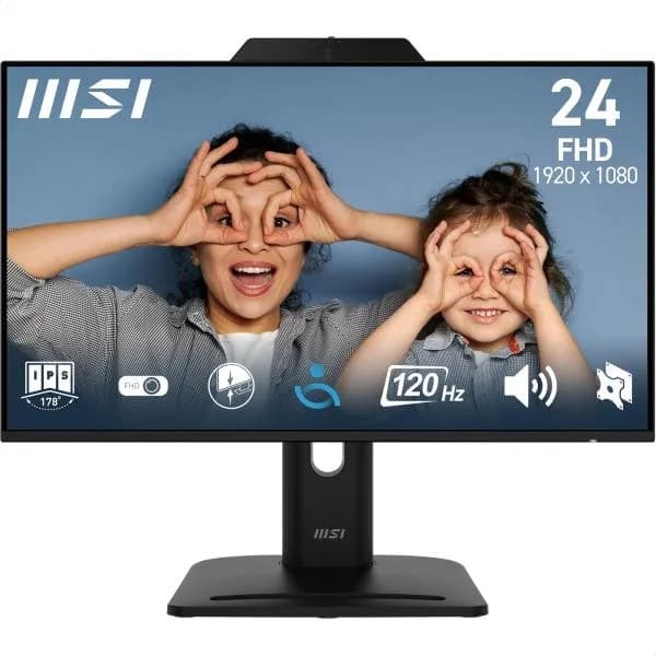 Monitor MSI 23.8" PRO MP242PMGDE FHD 120Hz Webcam Microfone HDMI DP VGA USB Hub