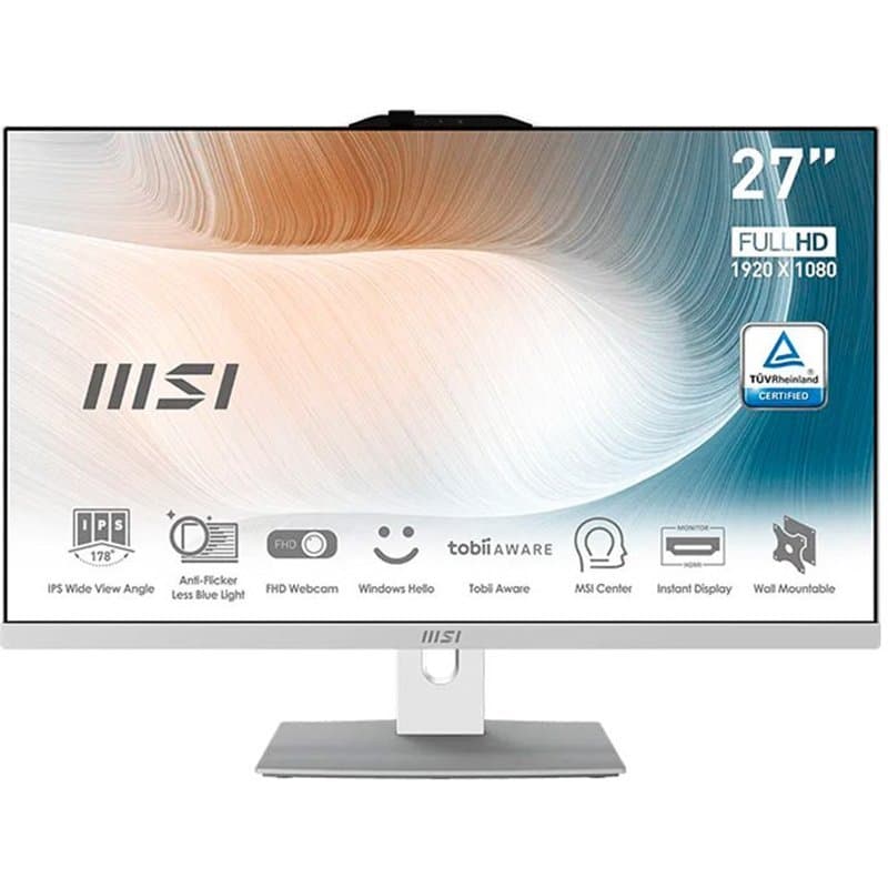 MSI Modern AM272P 1M-1423EU PC tudo-em-um Intel Core 7 150U 16 GB de RAM 512 GB SSD 27 polegadas FHD W11P Branco