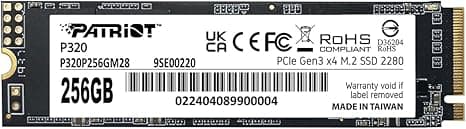 SSD Patriot 256GB P320 M.2 PCIe 3.0 NVMe 1.3