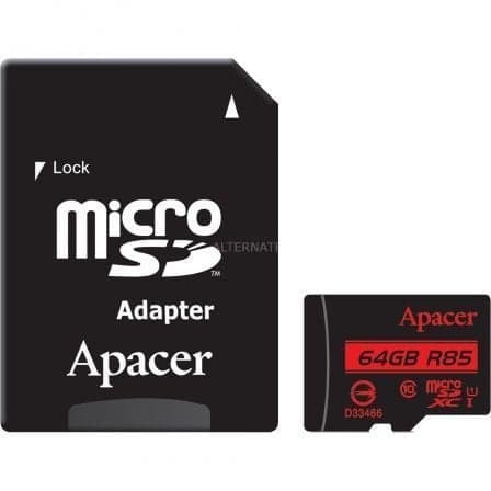 MICRO SDHC APACER 64GB XC UHS 1 COM ADAPTADOR CLASS 10 85MBS