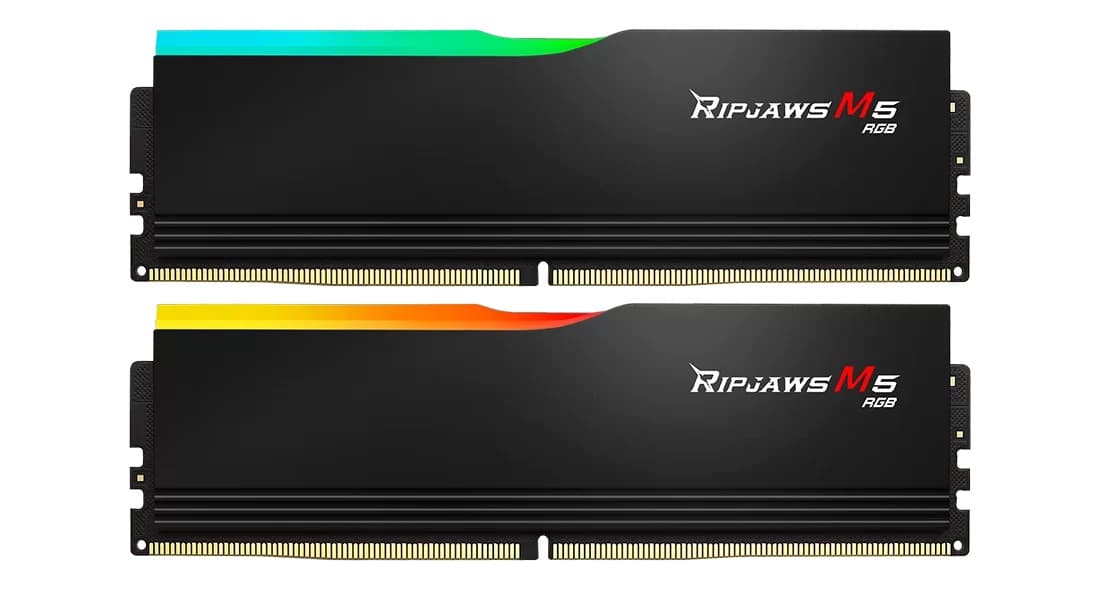 Memória RAM G.SKILL 64GB (2x32GB) Ripjaws M5 RGB DDR5-6000 CL30-40-40-96 1.40V Intel XMP Black