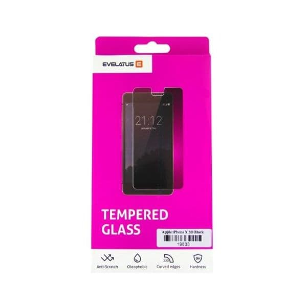 Evelatus Vidro Temperado 3D para iPhone X/XS Black