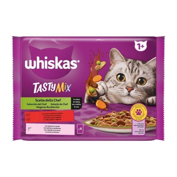 Ração Húmida WHISKAS Gato Tasty Mix Chef 4x85g