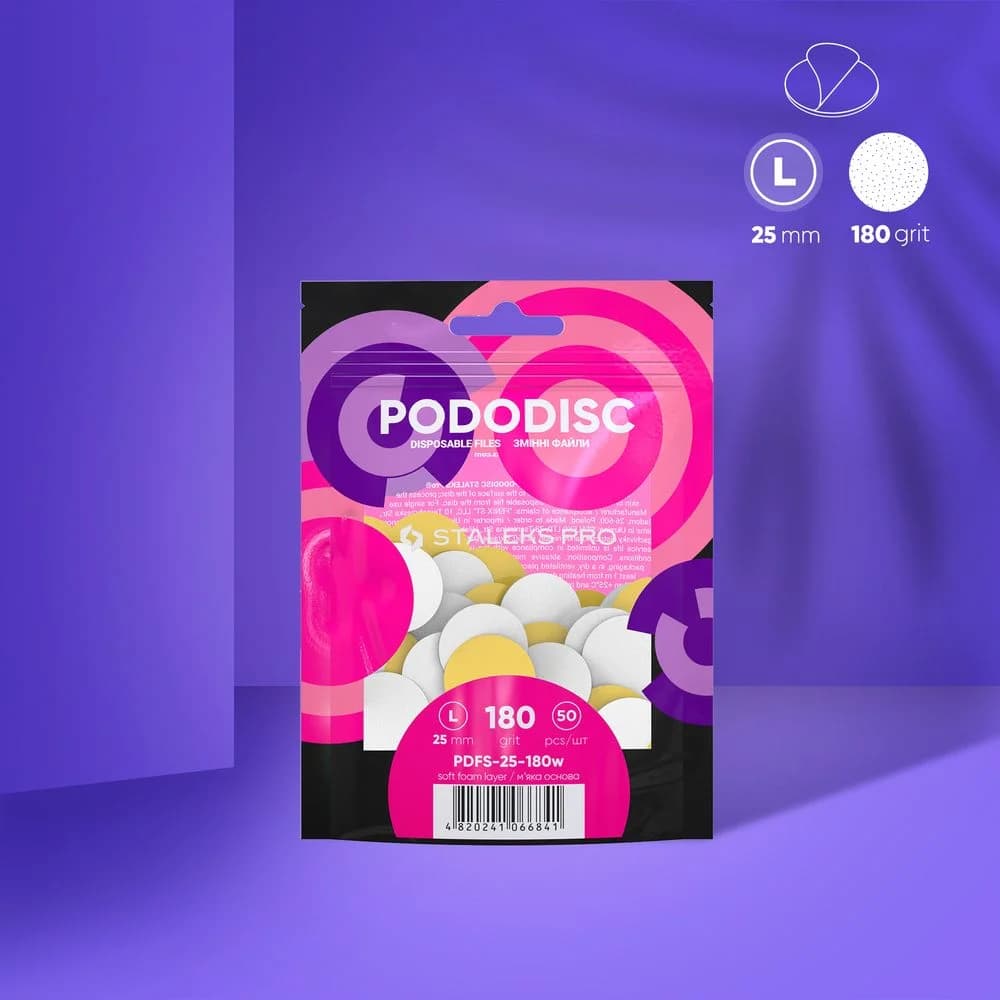 Lixas Staleks para Pedicure Profissional – Pododisc Pro L Soft - Grão 180 (50 unidades)