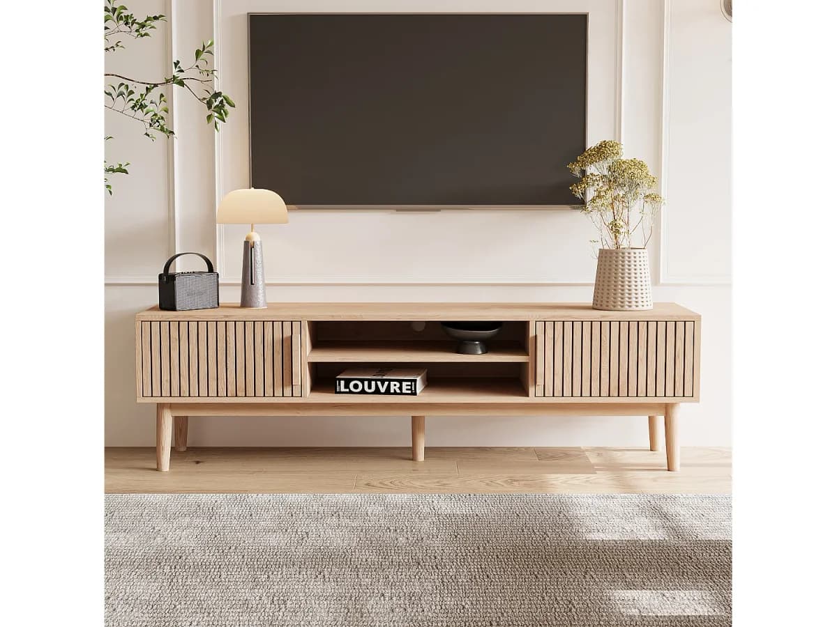Suporte de TV, Banco de TV, com 2 portas, 120 cm, Móvel de TV para TVs de até 55-65 polegadas