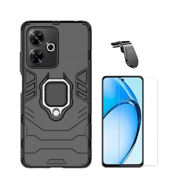 G4M Kit Vidro Temperado Cleargorilasglass + Capa de Proteção Militar Magnética + Suporte de Carro Magnético L GIFT4ME Compativel Com Xiaomi Redmi 13 Black 4894128423331