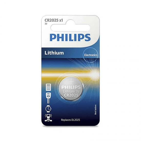PACK DE 5 PILAS DE BOTÓN PHILIPS CR2025P501B LITHIUM 3V