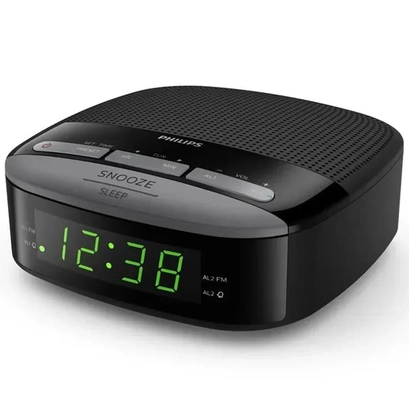 Philips Relógio Despertador Analógico TAR3305 Rádio FM Preto