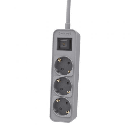 Philips Extensão de Alimentação CHP2134G/12 3 Tomadas Schuko Interruptor Cinza