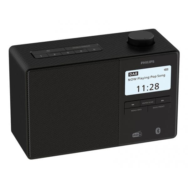 Philips Rádio Relógio Despertador TAR5600 Portátil Bluetooth 5.3 IPX4 FM/DAB+ Preto
