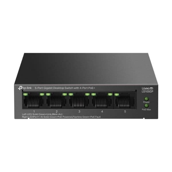 TP-Link LS105GP Switch 5 Portas Gigabit com 4 Portas PoE+