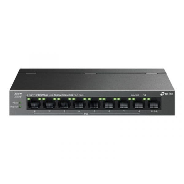 TP-Link Switch de Rede LiteWave 9 Portas Gigabit 8x PoE+ - LS109P