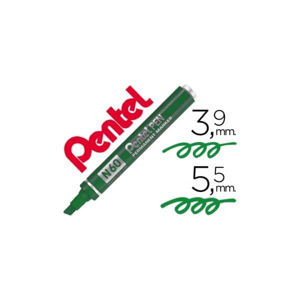 Pentel 12 un. Marcador N60 Permanente Biselado Verde - N60-D