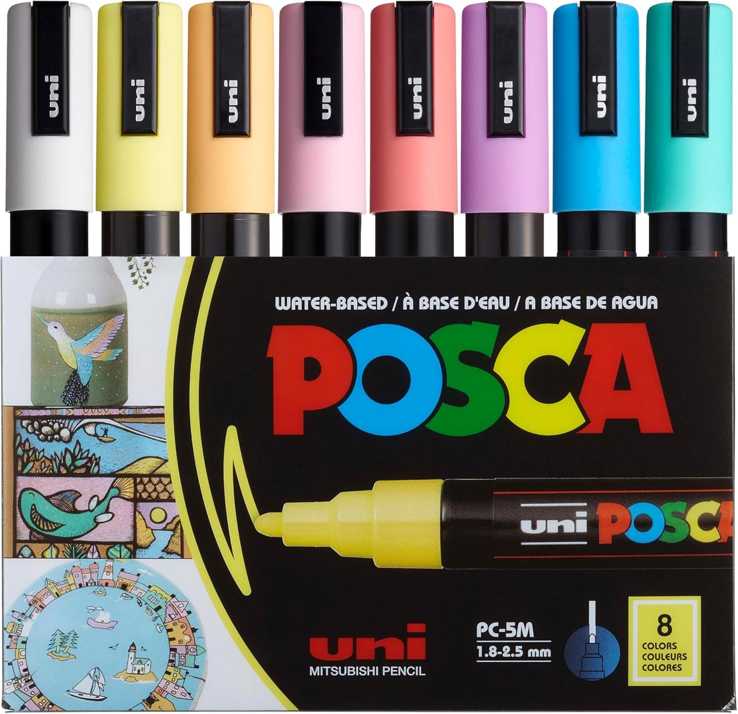 Posca Pack com 8 Marcadores POSCA PC-5M Pastel