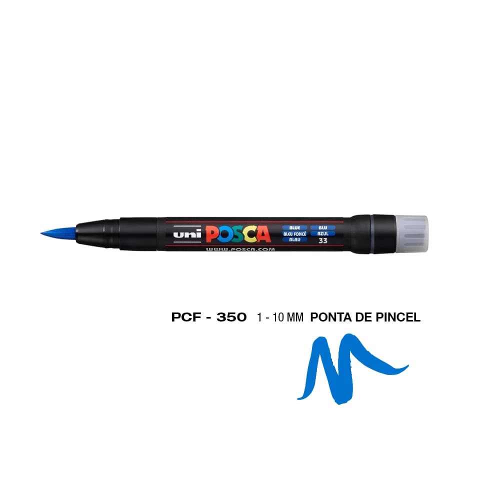 Uni Marcador Pincel Brush Posca PCF350 Livre Azul - 1293243/UN