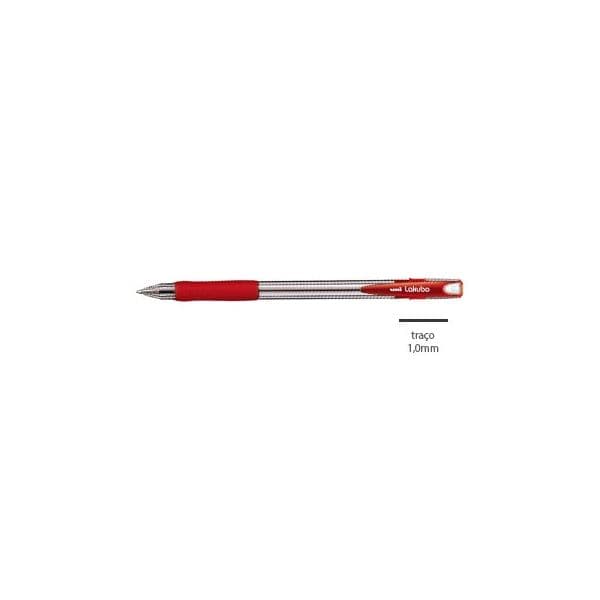 Uni Esferográfica Lakubo SG100 Ruber Grip 1.0mm Vermelho Pack 12 Un.