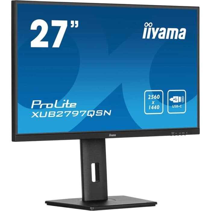 Monitor iiyama ProLite XUB2797QSN-B2 27" LED IPS QHD 100Hz com Altifalantes, Altura Ajustável e USB-C