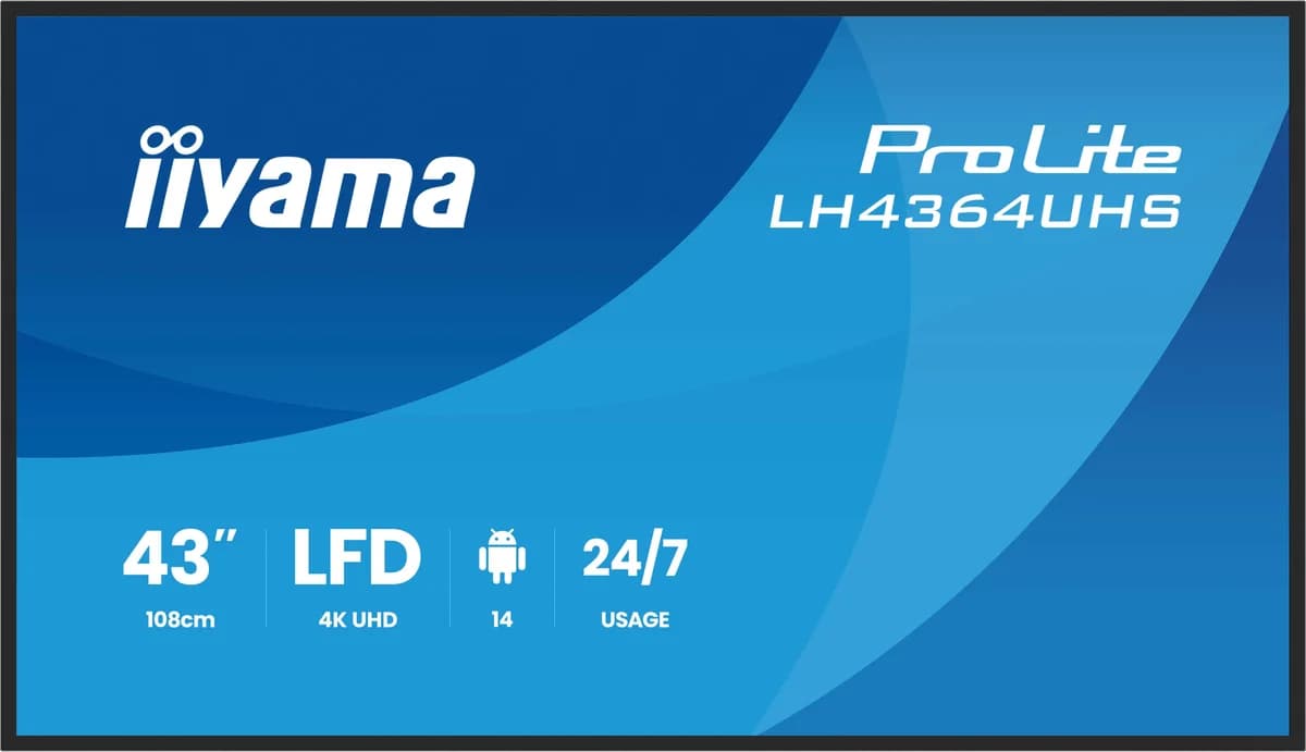 iiyama ProLite LH4364UHS-B1AG 43"W LCD 4K UHD VA LED Android 24/7 WiFi Monitor