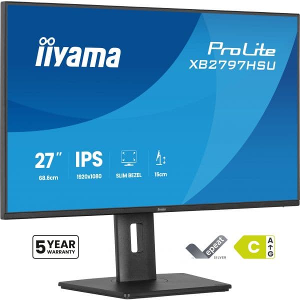 Monitor iiyama 27" XB2797HSU-B1 1920x1080 120Hz IPS HDMI DisplayPort USB Preto