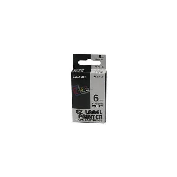 Casio Fita para Gravacao para Etiquetadora 6mm Preto/Branco - CASXR-6WE1